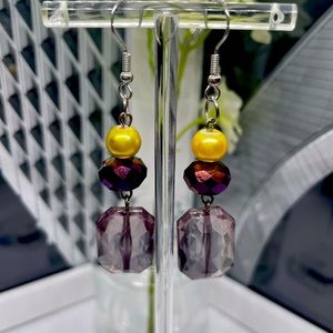 Handmade Earrings clear sunstone Cut glass beads